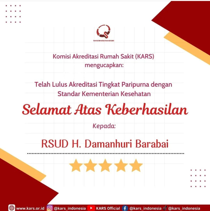 RSHD Barabai Lulus Akreditasi PARIPURNA